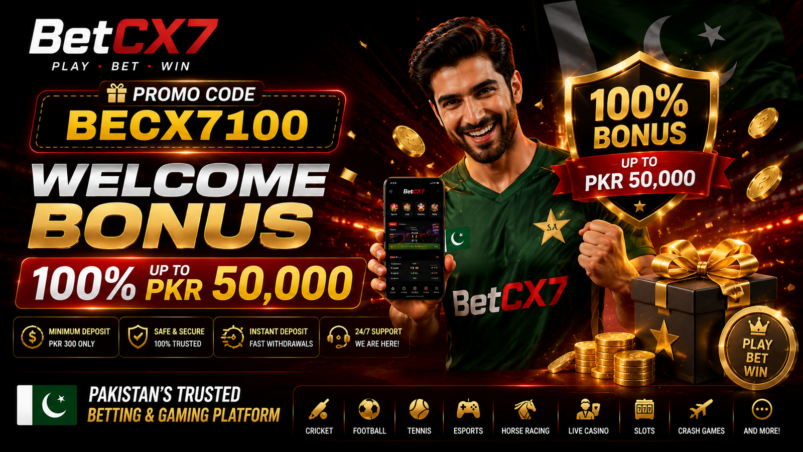 BetCX7 promo code BECX7100